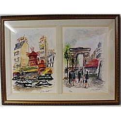 Framed 2-in-1 Urbain Huchet Lithographs (150E-EK)