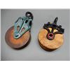 Image 1 : LOT OF 2 METAL  WOOD PULLEYS