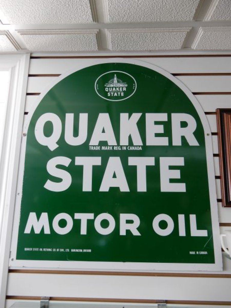 QUAKER STATE MOTOR OIL DST TOMBSTONE SIGN
