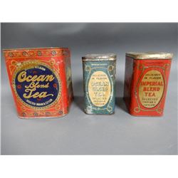 LOT OF 3 INDIAN & CEYLON TEA TINS 2 OCEAN BLEND 1 IMPERIAL BLEND