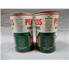 Image 2 : LOT OF 2 B/A BOWTIE PEERLESS MOTOR OIL IMP QT CANS EMBOSSED TOPS  SOME WEAR  LOCATION: UPPER RIGHT