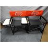 Image 1 : LOT OF 2 A&W LAWN CHAIRS WITH SIDE TABLES FOLD-UP FOR STORAGE  LOCATION: SODA SHOP