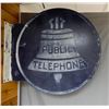 Image 1 : PUBLIC TELEPHONE PAINTED METAL FLANGE SHOWS FADING  26" X 24 1/4"  LOCATION: LOWER LEFT