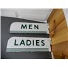 Image 2 : CITIES SERVICE MEN & LADIES WASHROOM PORC FLANGES 15" X 5"  EDGE RUST  LOCATION: LOWER LEFT