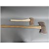 Image 1 : LOT OF 2 AXES TRUE TEMPER FLINT EDGE KELLY WORKS - DOUBLE SIDED AXE  LARGE HATCHET GENERAL STORE LOC
