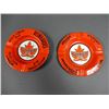Image 2 : LOT OF 3 SUPERTEST COLLECTIBLES 2 PORC ASHTRAYS WITH SUPERTEST STICKERS  11 3/4" PORC PUMP PLATE - R