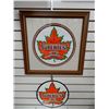 Image 1 : LOT OF 2 SUPERTEST COLLECTIBLES FRAMED SUPERTEST STICKER  19 1/4" X  19 1/4" 11 3/4" PORC. PUMP PLAT