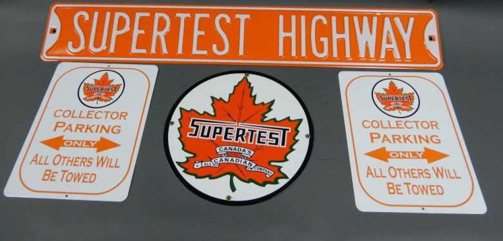 Super Test Sticker LOT OF 4 SUPERTEST SIGNS SUPERTEST HIGHWAY, 2 COLLECTOR PARKING WITH ...