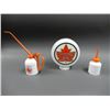 Image 2 : LOT OF 3 SUPERTEST COLLECTIBLES MILK GLASS GLOBE LABELLED SUPERTEST  2 HANDY OILERS RESTORED TO SUPE