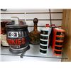 Image 3 : GROUPING OF LIQUOR DECANTERS, STEINS  TINS