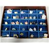 Image 2 : HICKOK BELTS & BUCKLES DISPLAY CABINET WITH CONTENTS OF VARIOUS LOCAL ONTARIO PINS 12 1/2" X 9" X 6"
