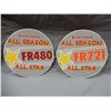Image 3 : LOT OF 3 FIRESTONE CARDBOARD TIRE INSETS ALL SEASON FR721 ALL SEASON FR480 ROCK SOLID PERFORMANCE/RO