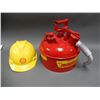 Image 1 : LOT OF 2 SHELL SAFETY HAT & FUEL CAN EAGLE 2 IMP GALLON LOCATION: LOWER LEFT