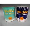 Image 1 : LOT 2 SHELL ANTI-FREEZE IMP GAL CANS BILINGUAL- DENTING & SOME WEAR LOCATION: LOWER LEFT