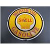 Image 1 : SHELL MOTOR OIL PORC. PUMP PLATE PROPERTY OF BRITISH IMPERIAL OIL CO. - 11 7/8" -  PORC. LOSS LOCATI