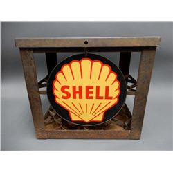 Shell Oil Iron Rack SHELL CANADA OIL BOTTLE RACK HOLDS 16 BOTTLES - 17 3/4