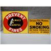 Image 1 : LOT OF 2 SST SMOKING SIGNS ONTARIO FIRE MARSHAL - ST.THOMAS ONTARIO PREVENT FIRES - IMPERIAL TOBACCO