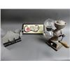 Image 1 : LOT OF GENERAL STORE ENTERPRISE COFFEE MILL, COFFEE POT, COFFEE 5 CENT  SIGN, TIN MUG, CONFECTIONARY