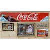 Image 1 : LOT OF 5 COCA-COLA SIGNS 2 FRAMED MIRRORS, SSP SIGN, S/S PLASTIC SIGN , S/S WOODEN SIGN UPPER LEFT L