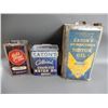 Image 1 : LOT OF 3 EATONS CANS GRAPHITED MOTOR OIL 6 IMP QT - MISSING CAP - GOLD  BOND OILS IMP GAL - CORRECT 