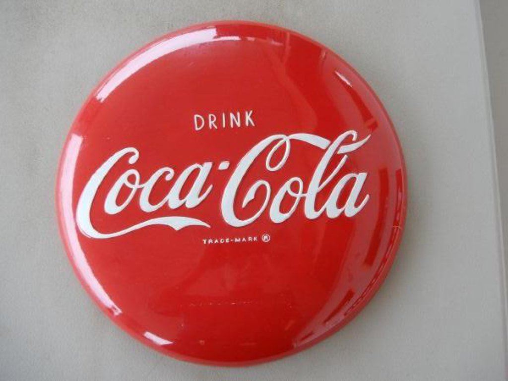COCA-COLA BUTTON EMBOSSED FIBERGLASS 15 3/4