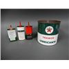 Image 2 : LOT OF 4 TEXACO CANS 3 HANDY OILERS - SOME FLUID - 5 LB GREASE CAN - NO  LID LOCATION: LOWER RIGHT