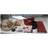 Image 1 : LARGE ASSORTMENT OF TEXACO ITEMS FIRE CHIEF CARDBAIORD HELEMT - HAT - PLASTIC VISOR  - MATCH BOX - S