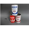 Image 1 : 3 TEXACO MOTOR OIL FULL IMP QT CANS 1 HAVOLINE LOCATION: LOWER RIGHT