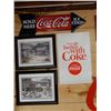 Image 1 : GROUP OF 4 COCA-COLA ADVERTISING EMBOSSED SST ARROW SIGN - 2 FRAMED PICTURES -  CARDBOARD ADVERT LOC