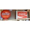Image 1 : LOT OF 2 COCA-COLA GLOBE & PLASTIC  SIGN GLOBE - PLASTIC LENSE ON WOODEN BASE- ELECTIFIED-   SIGN - 