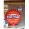 Image 2 : LOT OF 2 COCA-COLA GLOBE & PLASTIC  SIGN GLOBE - PLASTIC LENSE ON WOODEN BASE- ELECTIFIED-   SIGN - 