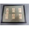 Image 1 : 6 FRAMED RED INDIAN SKY CHIEF SERVICE TAGS 13 1/2" X 10 3/4" LOCATION: LOWER RIGHT