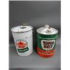 Image 1 : LOT OF 2 SUPERTEST 5 IMP GALLON CANS SUPERDUTY MOTOR OIL - SUPERTEST LUBRICANTS  -  BILINGUAL - CORR