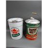 Image 2 : LOT OF 2 SUPERTEST 5 IMP GALLON CANS SUPERDUTY MOTOR OIL - SUPERTEST LUBRICANTS  -  BILINGUAL - CORR