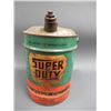 Image 1 : SUPERDUTY 5 IMP GALLON MOTOR OIL CAN BILINGUAL - CORRECT CAPS - SURFACE RUST & DENTING LOCATION: SUP