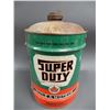 Image 2 : SUPERDUTY 5 IMP GALLON MOTOR OIL CAN BILINGUAL - CORRECT CAPS - SURFACE RUST & PAINT  LOSS LOCATION: