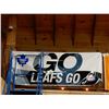 Image 1 : GO LEAFS GO NYLON BANNER ESSO & MAPLE LEAF SYMBOLS - 98" X 36" - GOOD  CONDITION LOCATION: UPPER BAC