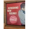 Image 4 : DRINK COCA-COLA FRAMED CARDBOARD ADVERTISEMENT REFRESHING NEW FEELING - 16 1/4" X 30 1/4" - SOME  WA