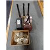 Image 1 : LOT OF ORIGINAL UNRESTORED PIECES STANDARD INVOICING MACHINE - 3 STOOL - 6 HANGING  LAMPS LOCATION: 