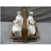 Image 2 : WOODEN MILK CARRIER WITH 4 GENERIC BOTTLES 2 STOPPERS- GLENVILLE FARMS DAIRY NEWMARKET- 2  NEWCASTLE