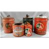Image 1 : LOT OF 5 B/A CANS 3 GAOLINE 5 IMP GALLONS - PRESSURE GREASE WITHOUT  TOP - 1989 CAN RESTORE TO B/A -