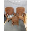 Image 1 : LOT OF 2 WICKER ROCKING CHAIRS & TABLE  LOCATION: UPPER LEFT