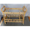 Image 3 : LOT OF FURNISHINGS 2 COAT HANGERS - MAGAZINE RACK - WOODEN TABLE WITH  GLASS SHELVING  ON CASTERS LO