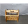 Image 4 : LOT OF FURNISHINGS 2 COAT HANGERS - MAGAZINE RACK - WOODEN TABLE WITH  GLASS SHELVING  ON CASTERS LO