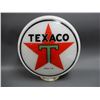 Image 2 : ORIGINAL TEXACO MILK GLASS GAS PUMP GLOBE GREEN "T" - 13 1/2"- LINE CRACK LOCATION: LOWER RIGHT