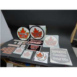 Super Test Sticker GROUP OF SUPERTEST STICKERS & DECALS VARIOUS SIZES LOCATION: SUPERTEST ROOM