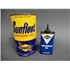 Image 1 : LOT OF 2 SUNOCO CANS SUNFLEET IMP QT OIL CAN - 4 OZ HANDY OILER LOCATION: LOWER LEFT