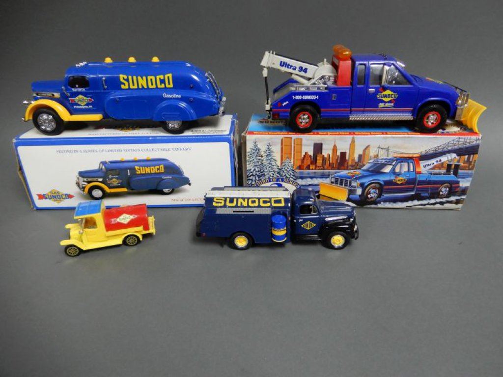 LOT OF 4 SUNOCO COLLECTIBLES FIRST GEAR TANKER BANK - MARX TOYS TANKER ...