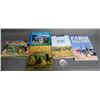 Image 1 : LOT OF 5 JOHN DEERE TRACTOR BOOKS & ASHTRAY ASHTRAY MARKED SAMPLE OF MATERIAL USED IN JOHN  DEERE VA