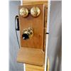 Image 2 : VINTAGE OAK WALL MOUNT TELEPHONE BRASS TRIMS - GOOD CONDITION LOCATION: LOWER LEFT